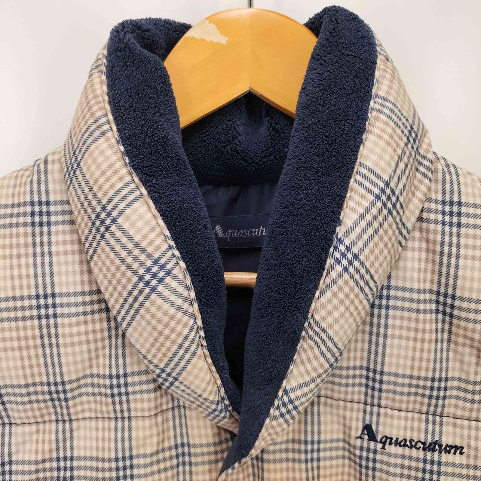 アクアスキュータム AQUASCUTUM チェック柄ダウンベスト メンズ M~L