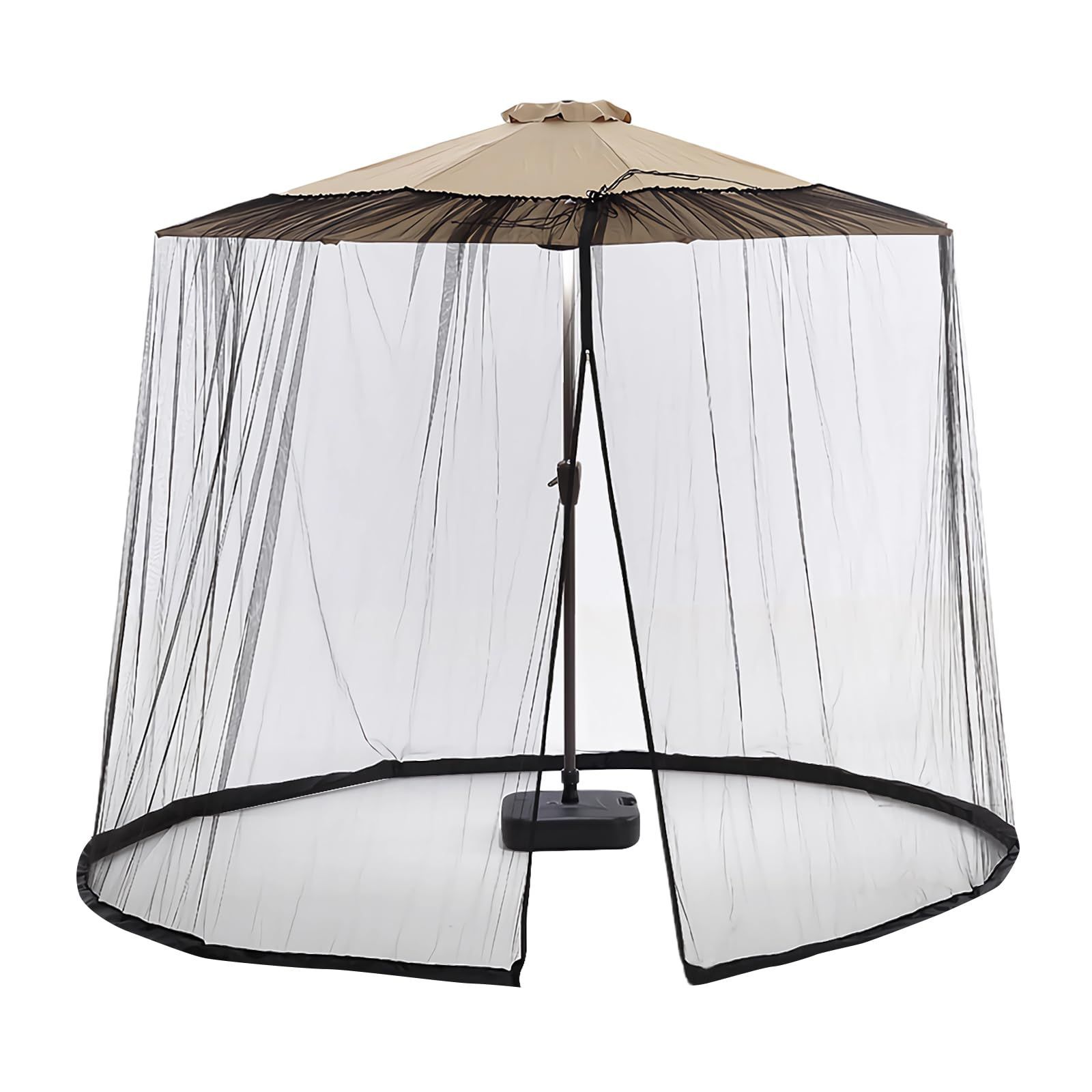 ブラック 【LEISURE CLUB】蚊帳 キャンプ タープテント ガーデンパラソル用蚊帳 防虫ネット メッシュ 大型 パラソルタープ アウトドア お釣り ビーチ お庭 虫除け対策 紫外線対策 換気設計 取り付け簡単 (黒)