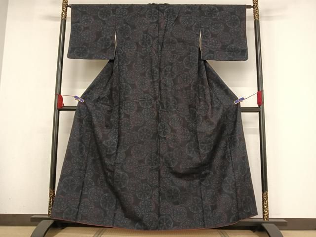 平和屋着物○結城紬 源氏車文 正絹 逸品 AAAY9931np