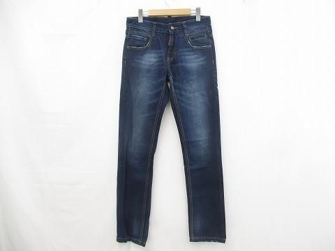 優 ディースクエアード DSQUARED2 デニム ジーンズ W31 革パッチ ロゴメタルプレート ダメージ加工あり