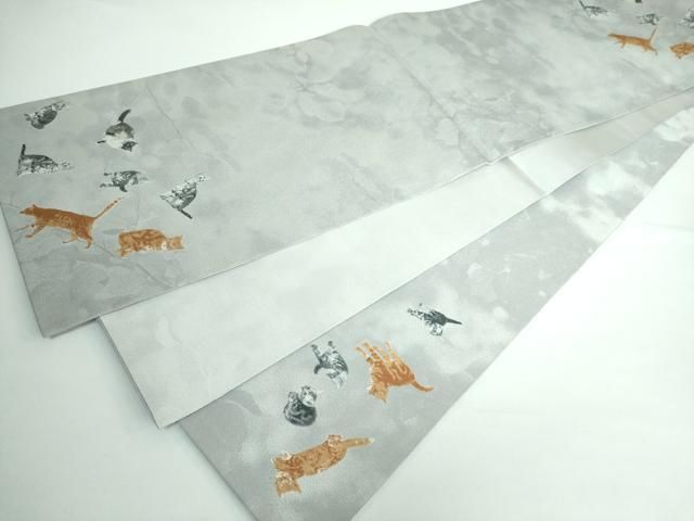平和屋本店□極上 西陣 とみや織物謹製 とみや帯 太鼓柄袋帯 猫 証紙