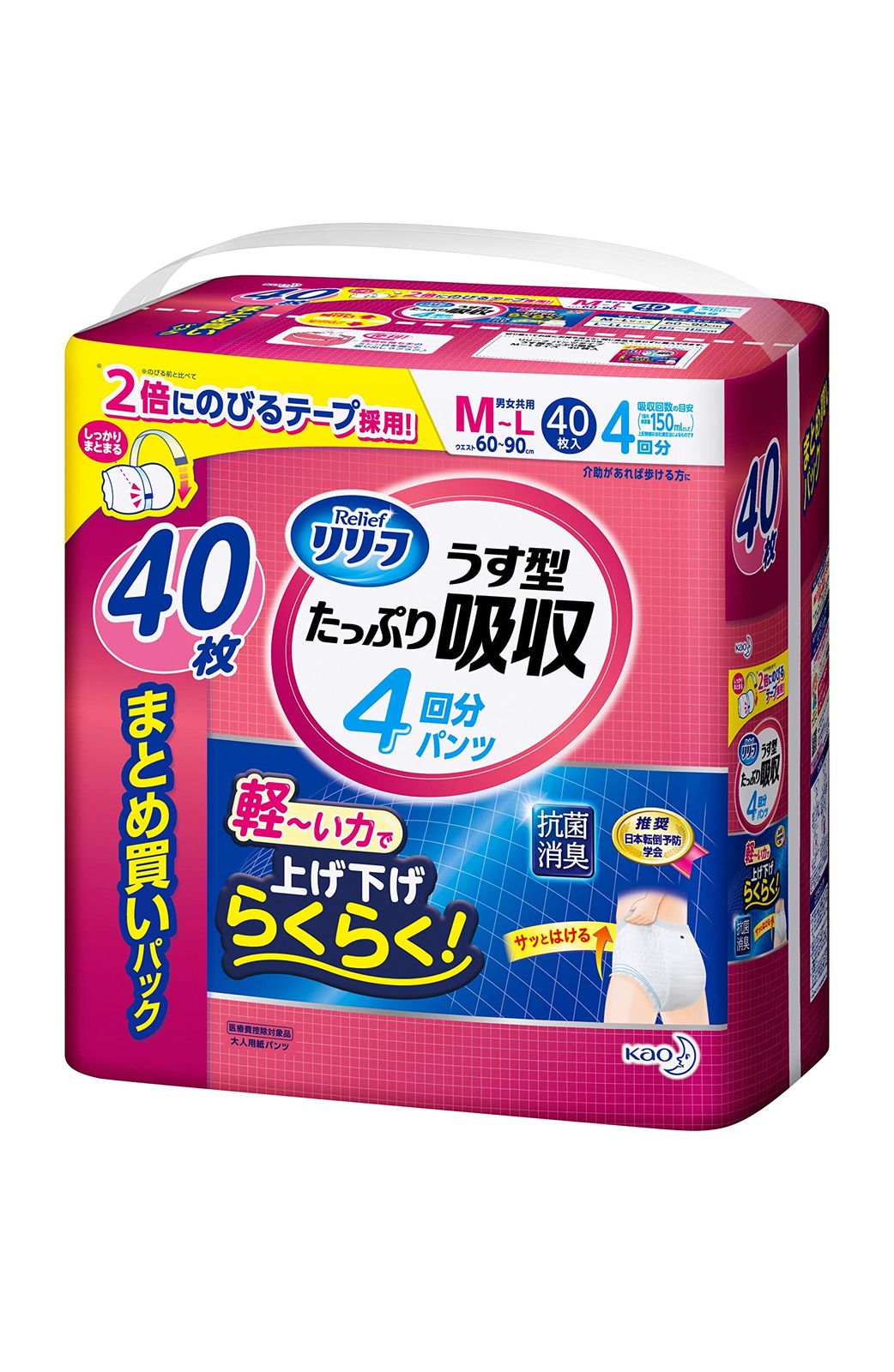 リリーフパンツ うす型 たっぷり吸収 4回分 M~L40枚 40枚 M~L