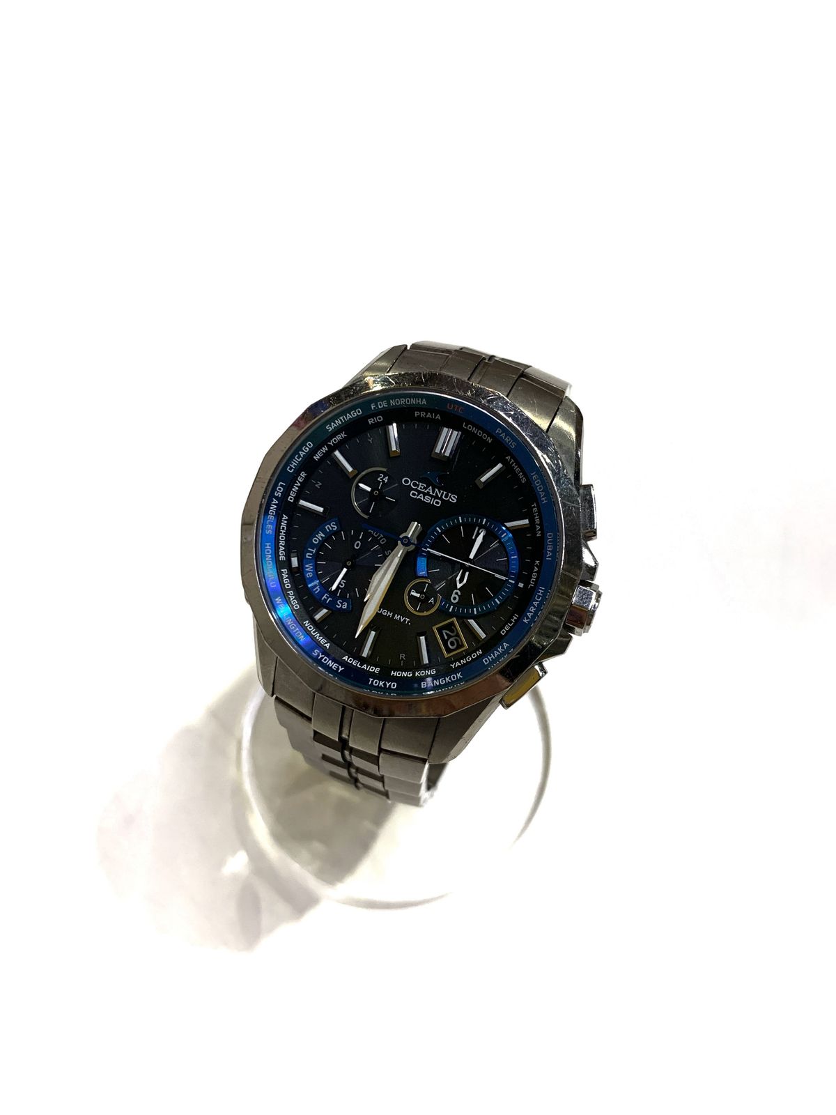 CASIO　カシオ　OCW-S2400-1AJF　OCEANUS　MANTA　オシアナス　マンタ　腕時計　アナログウォッチ　クロノグラフ　デイト窓　シルバー/ブルー