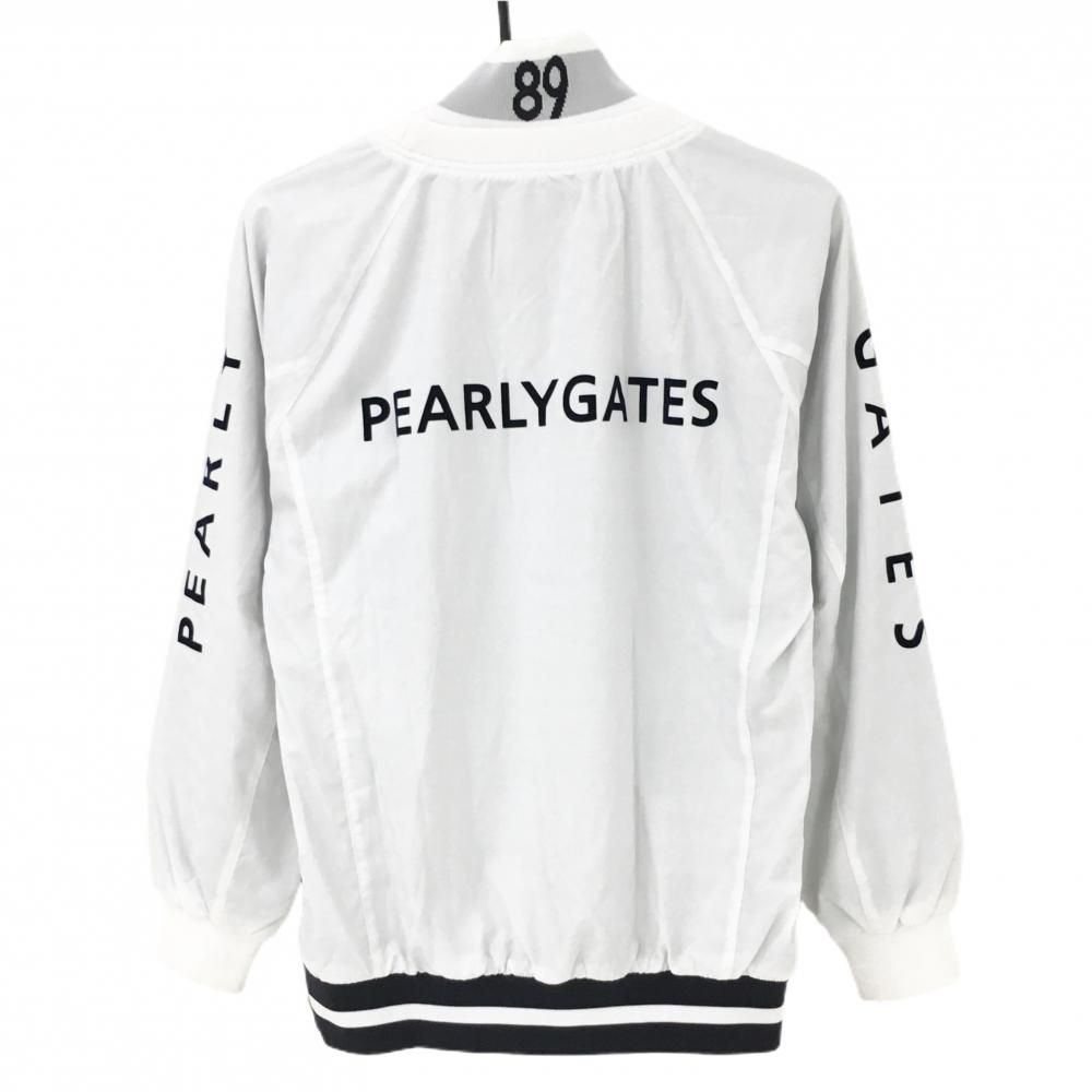 パーリーゲイツ　ツインスニード　ホワイト美品 パーリーゲイツ ツインスニード 白×ネイビー 総柄地模様 蓄熱裏地