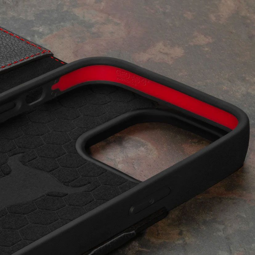 TORRO iPhone15 手帳型 本革 レザースマホケース black/red TORRO