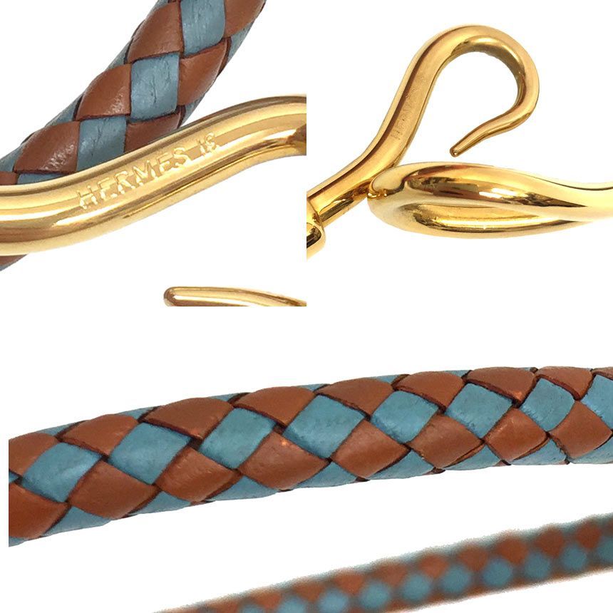 エルメス ジャンボ チョーカー ブレスレット 編みこみレザー