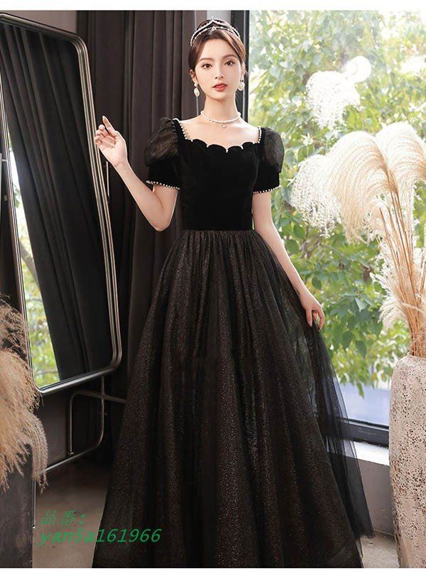 ドレス 大人 ピアノ 発表会 ロング丈 ぽっちゃり ステージドレス 大きいサイズ イブニングドレス Aライン 袖付き ワンピース ピアノ発表会 演奏会 yan5a161966