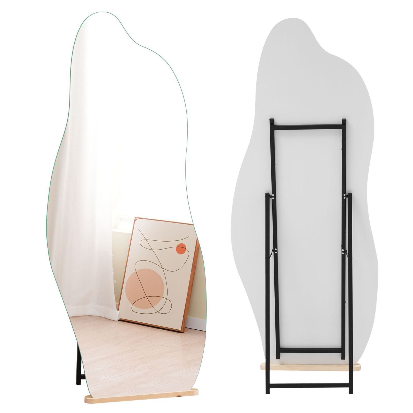 店主厳選☆全身鏡 姿見鏡 スタンドミラー ノンフレーム イレギュラ