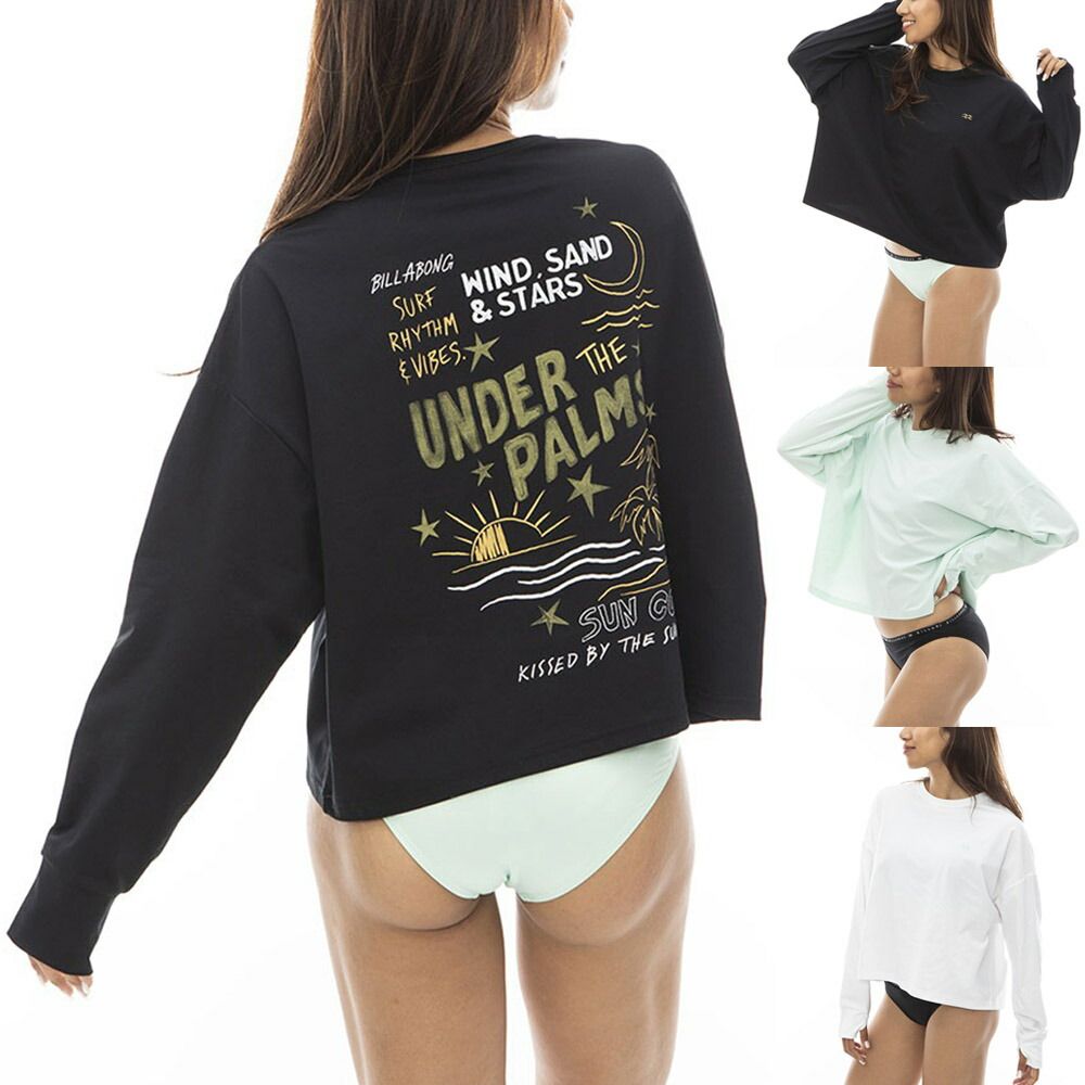 ビラボン BILLABONG レディース ラッシュガード 長袖 ロンT LOGO L/S BOAT NECK TEE RASH BE013867 UPF50+ 紫外線対策 日焼け防止 プール 海 水陸両用