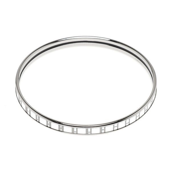 美品 エルメス エマイユ/OP'H ホワイト×シルバー ブレスレット