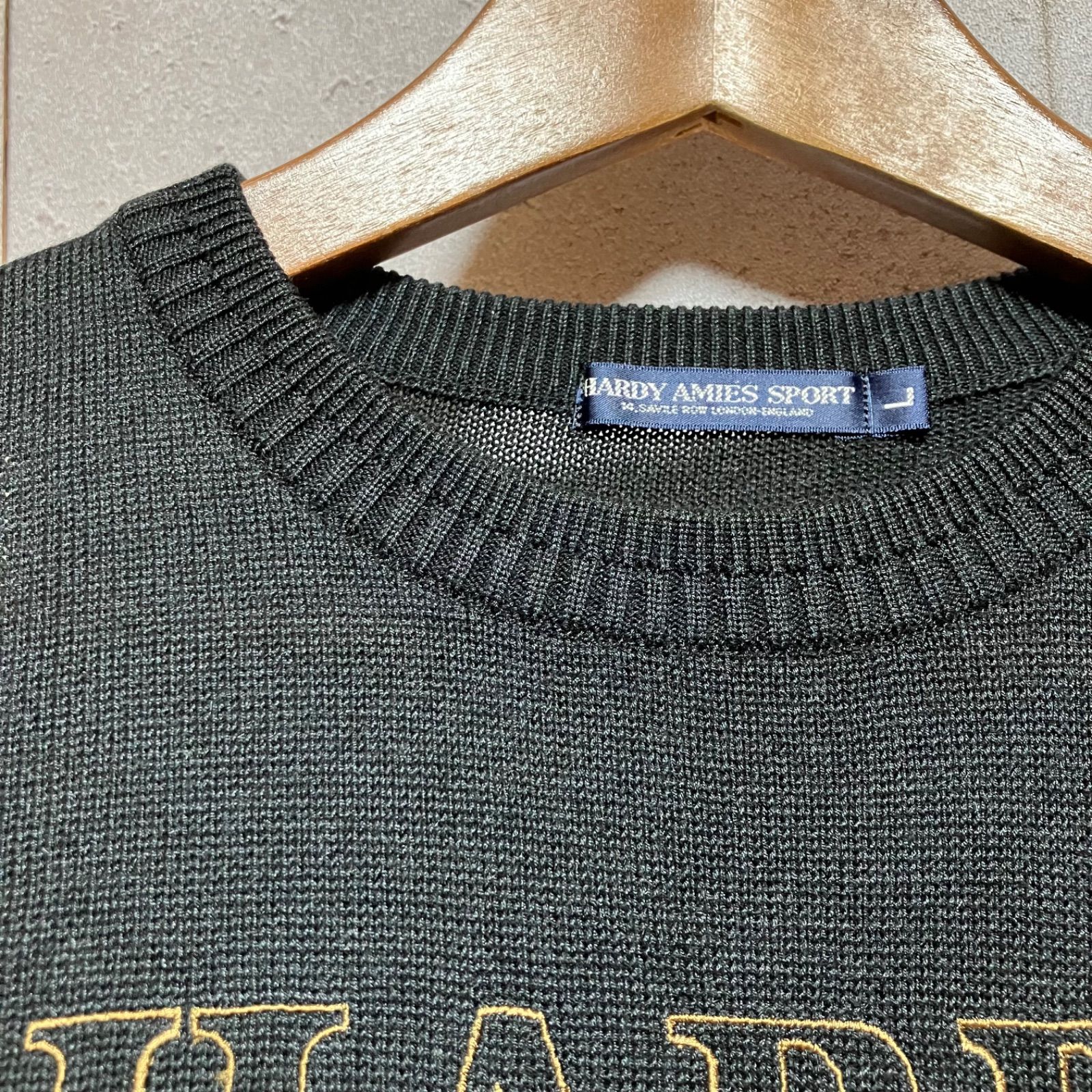 HARDY AMIES SPORT刺繍入りブラックポロシャツ黒 LL Ed Hardy Hardy（エドハーディー） No.13 CAT 半袖ポロシャツ