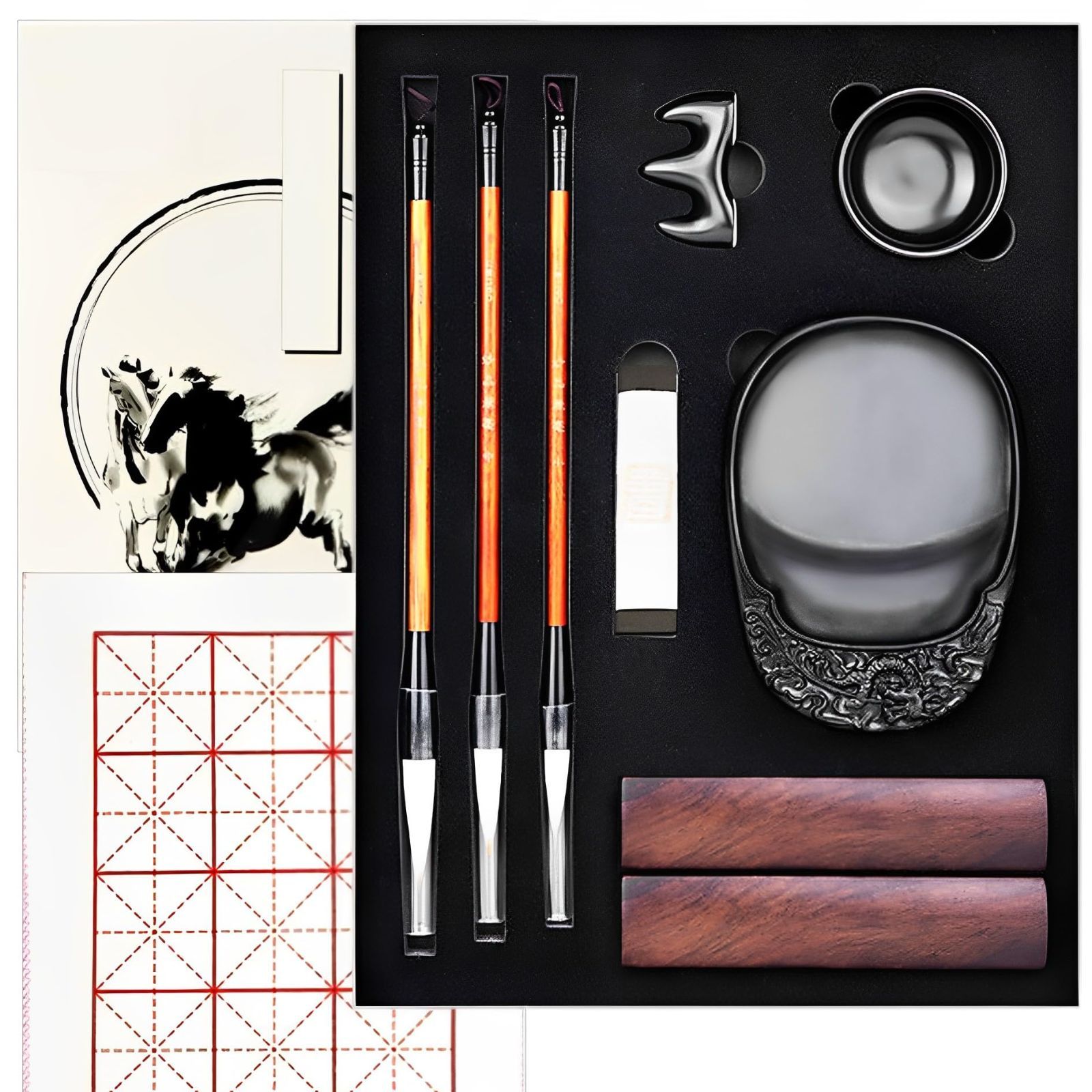 11点セット 半紙 下敷き付き MIMIA 大人 書道 セット 習字 写経 道具 書道セット 習字セット 半紙 下敷き 付き 正月 書写 書初め 水墨画 11点セット 半紙 下敷き付き