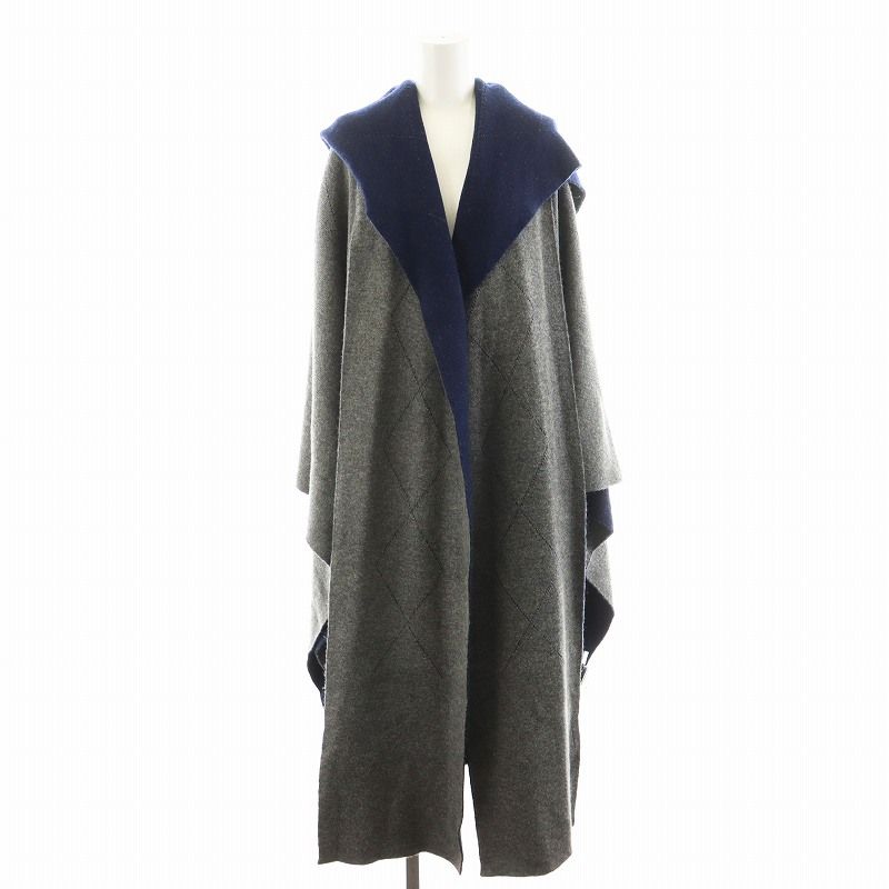 LE CIEL BLEU◆Double Face Knit Cape/ポンチョ/36/ナイロン/CML/25A61410// ルシェルブルー LE CIEL BLEU ダブルフェイスニットケープ