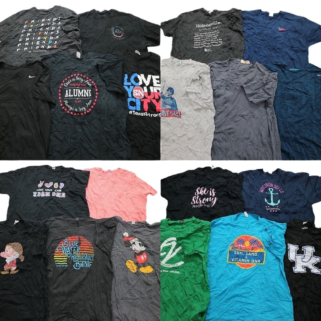 古着卸 まとめ売り カラーmix プリント 半袖Tシャツ 20枚セット (メンズ 2XL ) ミッキー ディズニーキャラクター ナイキ 中古 古着 MY3267