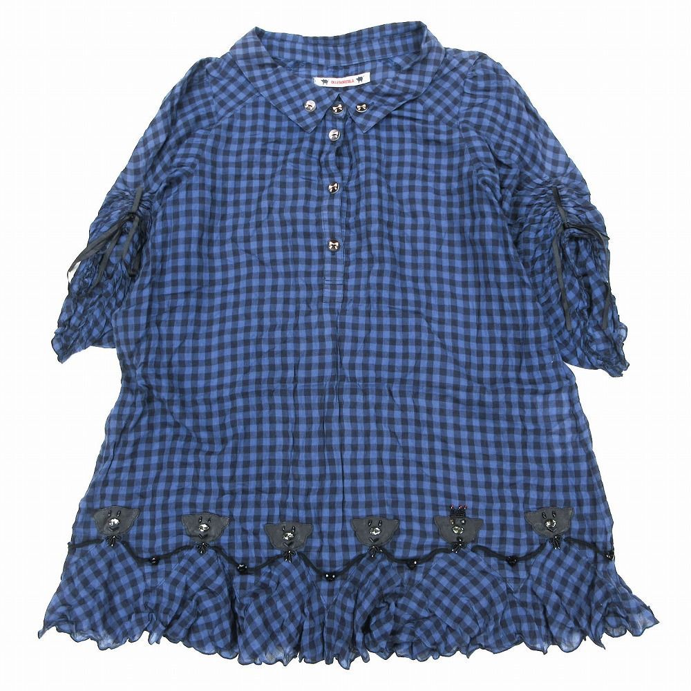 ★アルベロベロ★ チュニック ブタさん刺繍 ギンガムチェック F 時間指定不可】 ☆アルベロベロ☆ F ギンガムチェック ブタさん