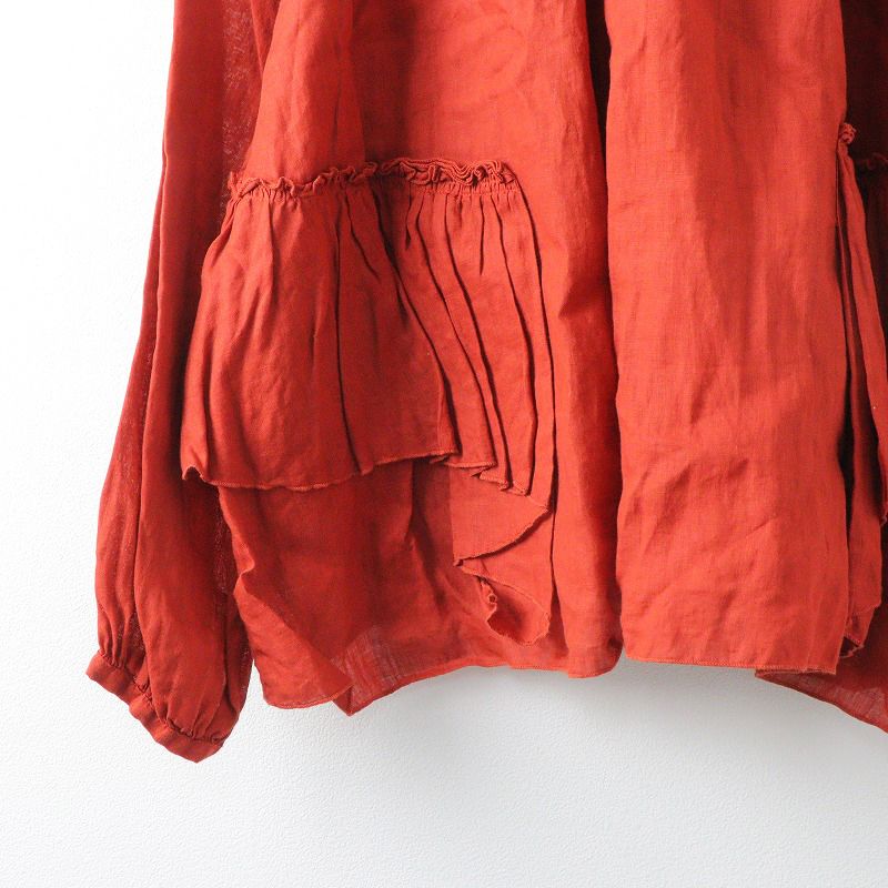 ネストローブ nest Robe リネン カスケード ブラウス F/レッド