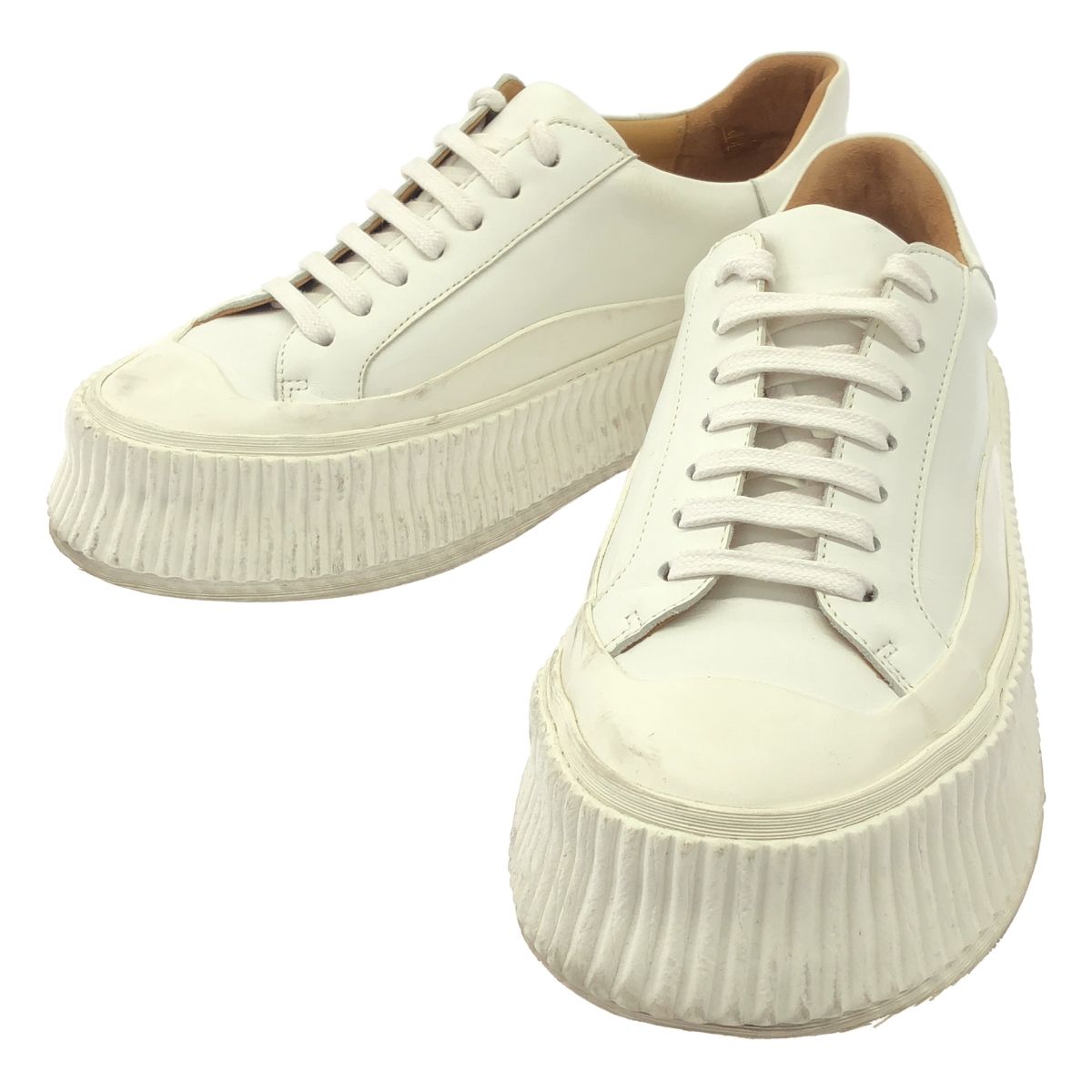 JIL SANDER ジルサンダー プラットフォームレザースニーカー ホワイト