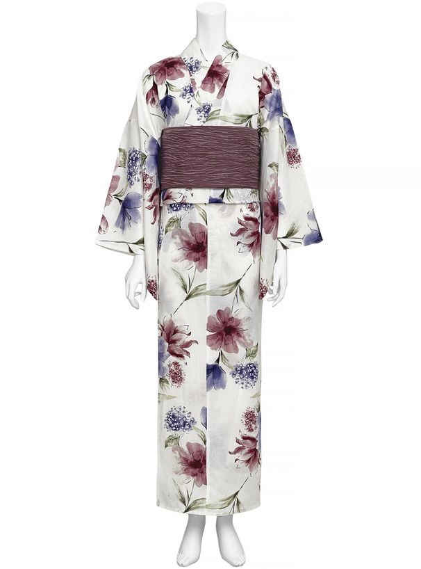 新品tu1489] 水彩花柄浴衣セット - メルカリ