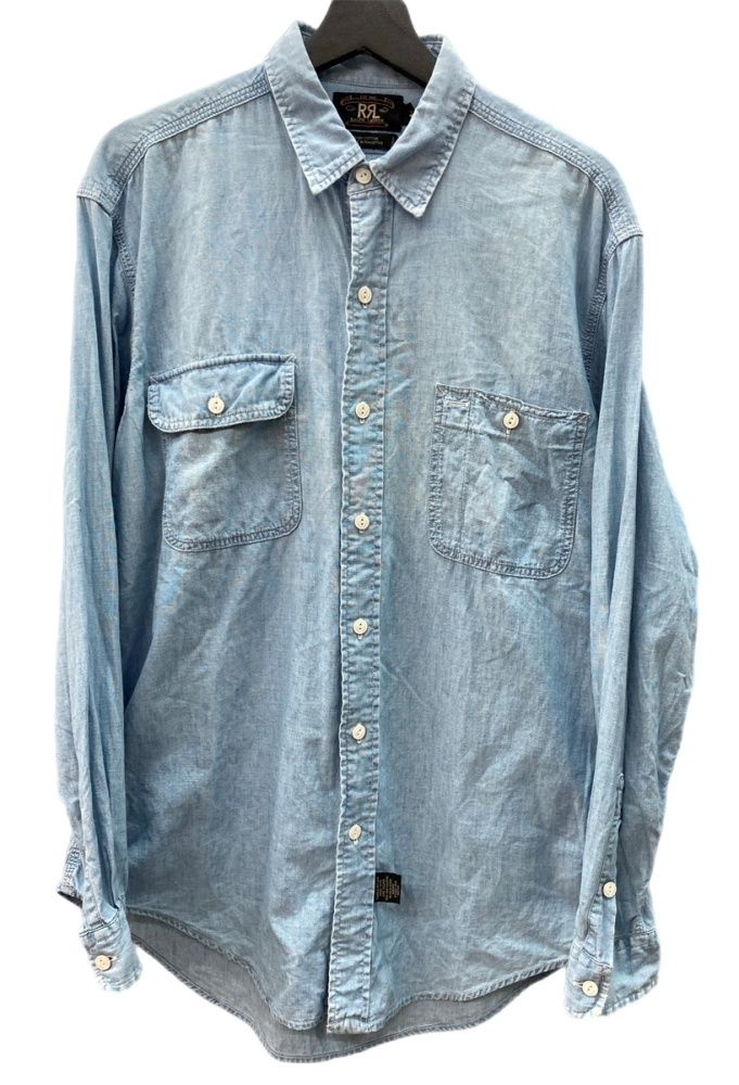 ダブルアールエル RRL 90s 三ツ星タグ SHIRT ステンカラー 猫目ボタン