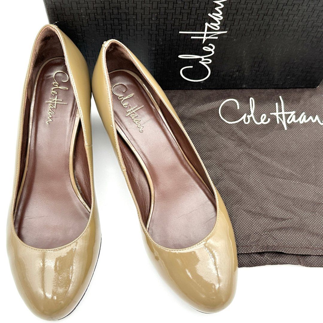 COLE HAAN パンプス エナメル ウェッジソール カーキ 1987T