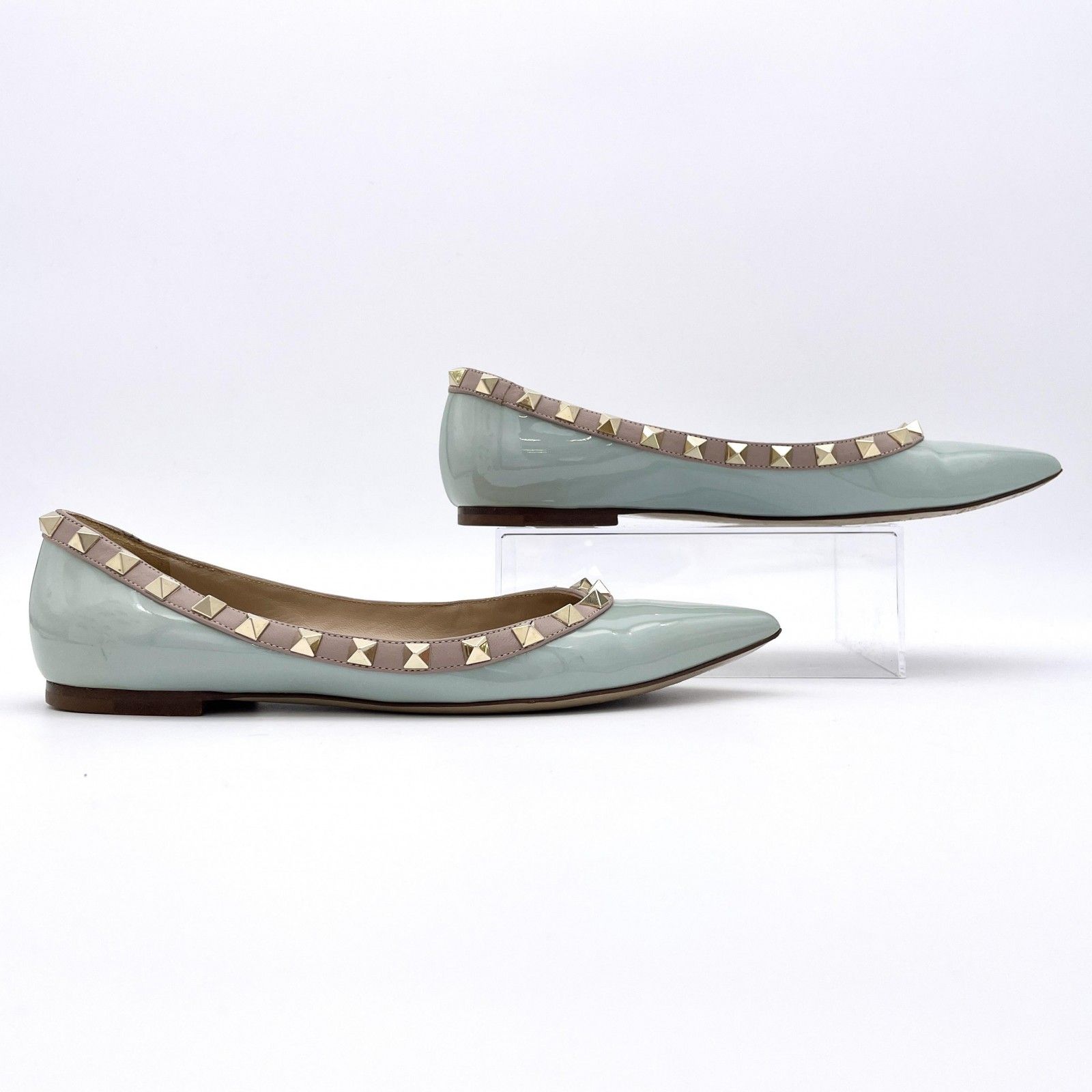 ヴァレンティノ VALENTINO スタッズ エナメルフラットシューズ 37 ヴァレンティノガラヴァーニ VALENTINO GARAVANI ロックスタッズ