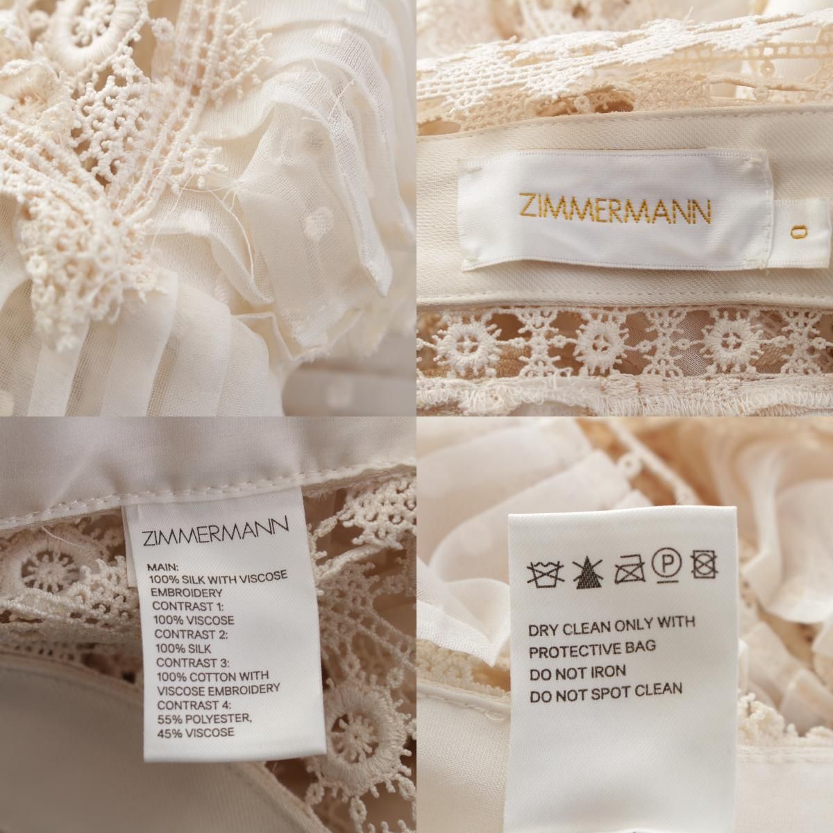 ZIMMERMANN ジマーマン シルク レース ベルト付き ポンチョ アウター ホワイト 0 WWW_OLIVIERBERNSTEIN_COM