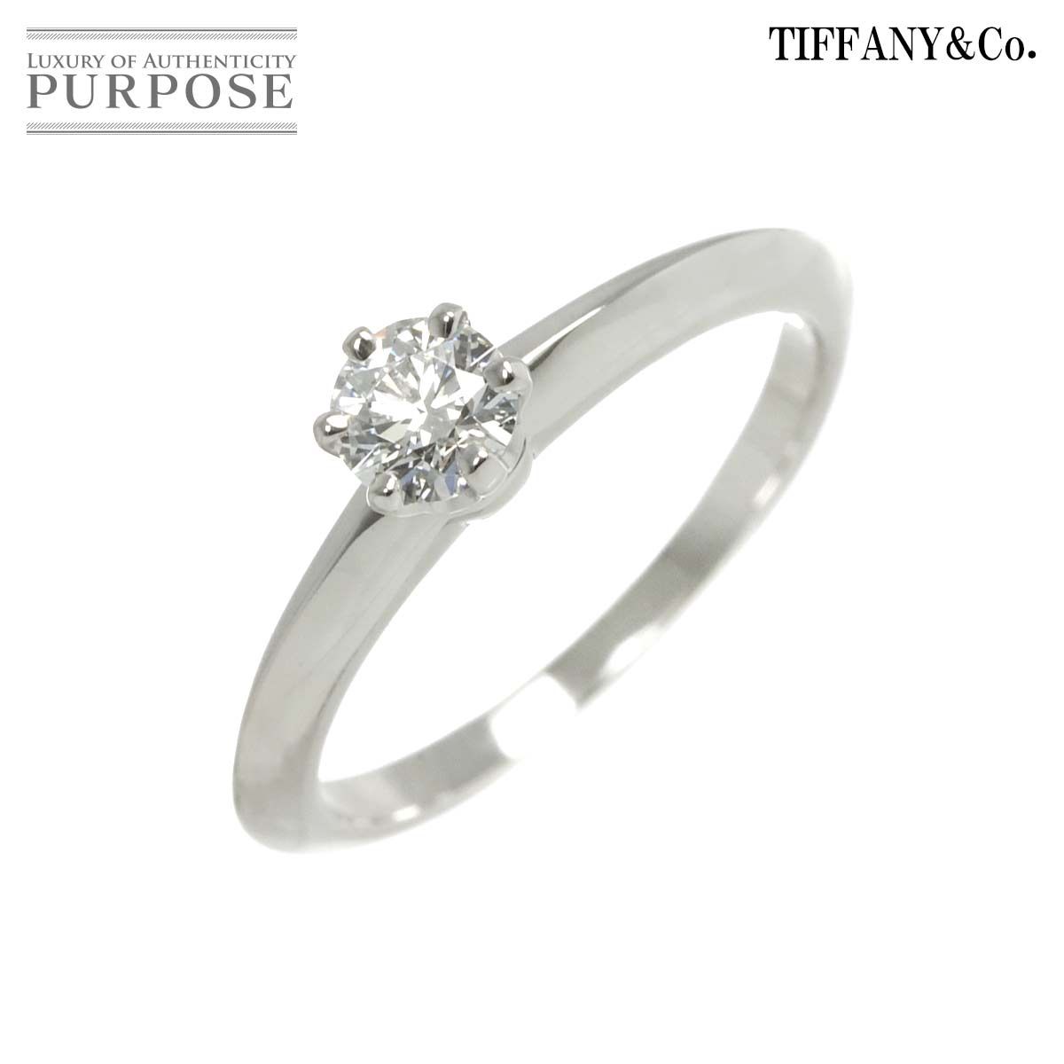 ティファニー TIFFANY-CO. ソリティア ダイヤ 0.27ct E|VVS2|EX 8号 リング Pt プラチナ Diamond Ring 鑑定書付き 90272381