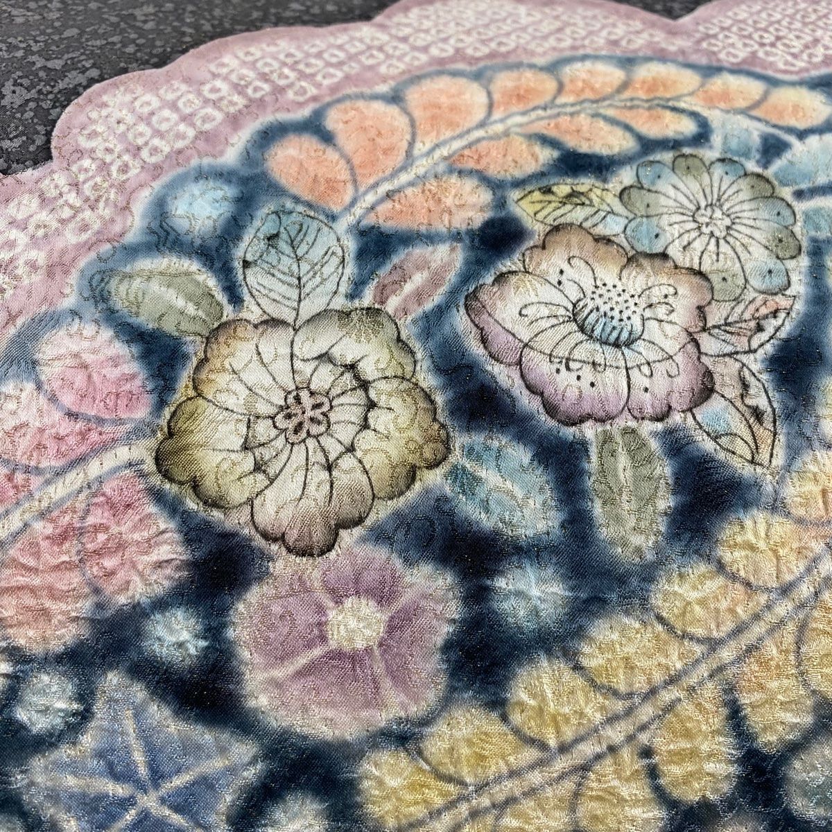 樋熊哲也 金通し 辻ケ花 辻ヶ花 袋帯 セット 辻が花 作家物 落款 絞り 樋熊哲也 白茶 辻ケ花 辻ヶ花 袋帯 セット 辻が花 作家物 落款
