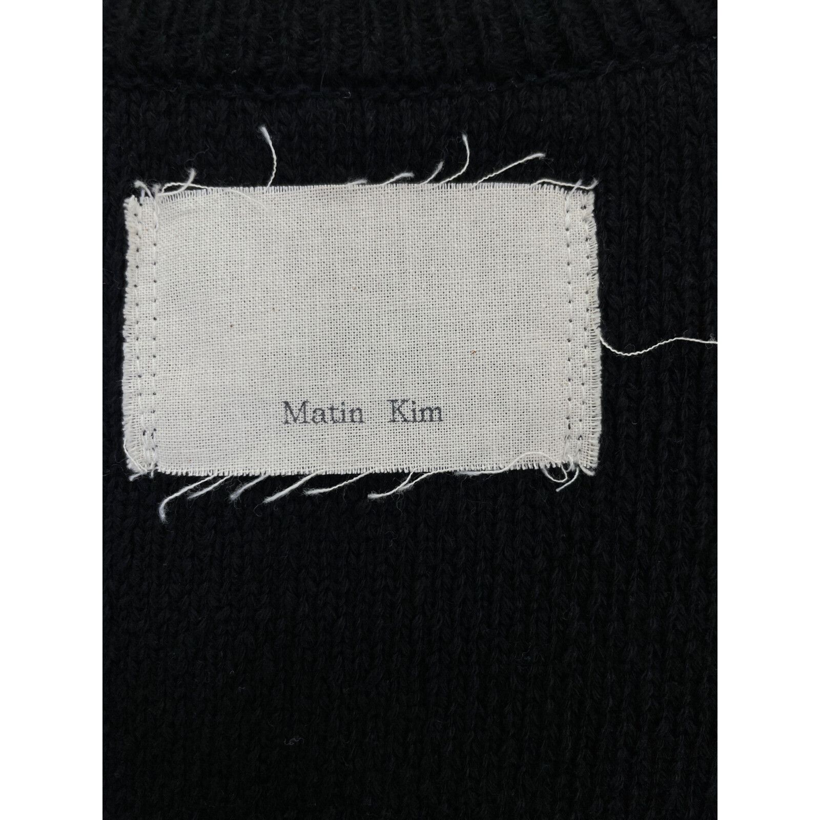 Matin Kim マーティンキム ブラック 刺繍ロゴニットジップアップ F