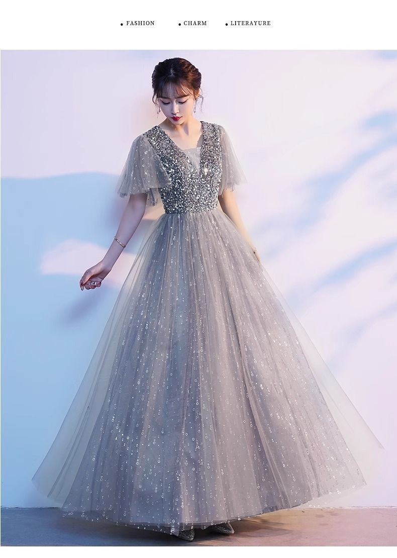 即 OK ロングドレス 演奏会 レディース ドレス 結婚式 Aライン Vネック ワンピース フォーマルドレス マキシ丈 発表会 パーティードレス