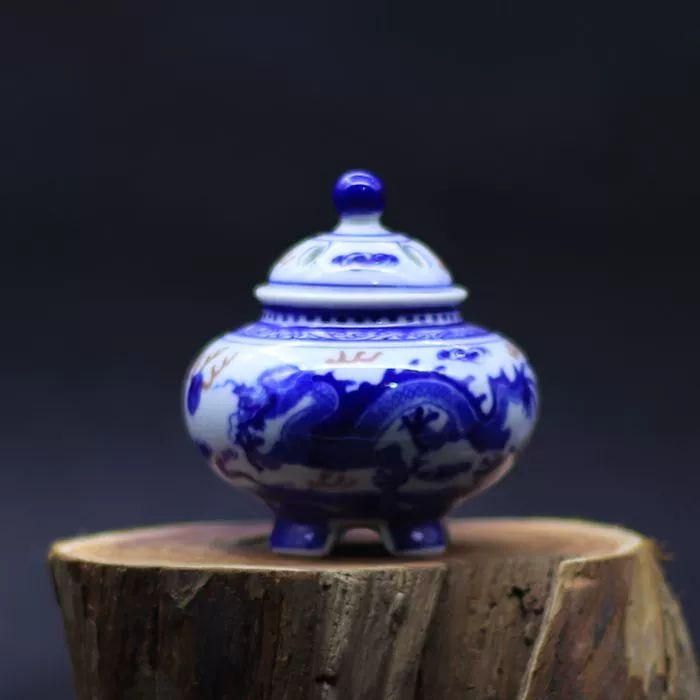 青花龍紋香炉 香道具 景徳鎮 陶磁器 装飾品 現代工芸品 美術品