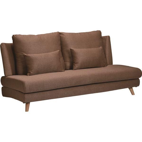 ソファー 2.5人掛け 幅約166cm ブラウン 木製 脚付き ファブリック地 ソファー 2.5人掛け 幅約166cm ブラウン 木製 脚付き ファブリック地