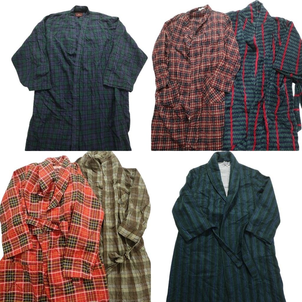 古着卸 まとめ売り ガウン ジャケット 6枚セット (メンズ M /L /XL /フリー ) ノーティカ チェック ストライプ 総柄 中古 古着 MY0740