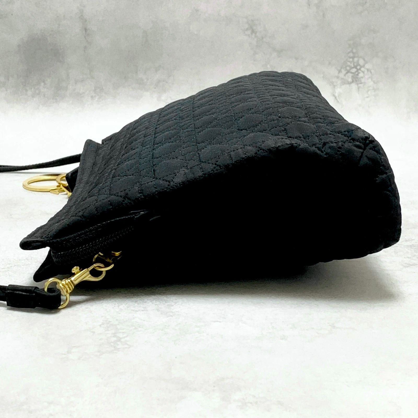 Dior LadyDior 黒 ナイロン キルティング クラッチ ショルダーΩ