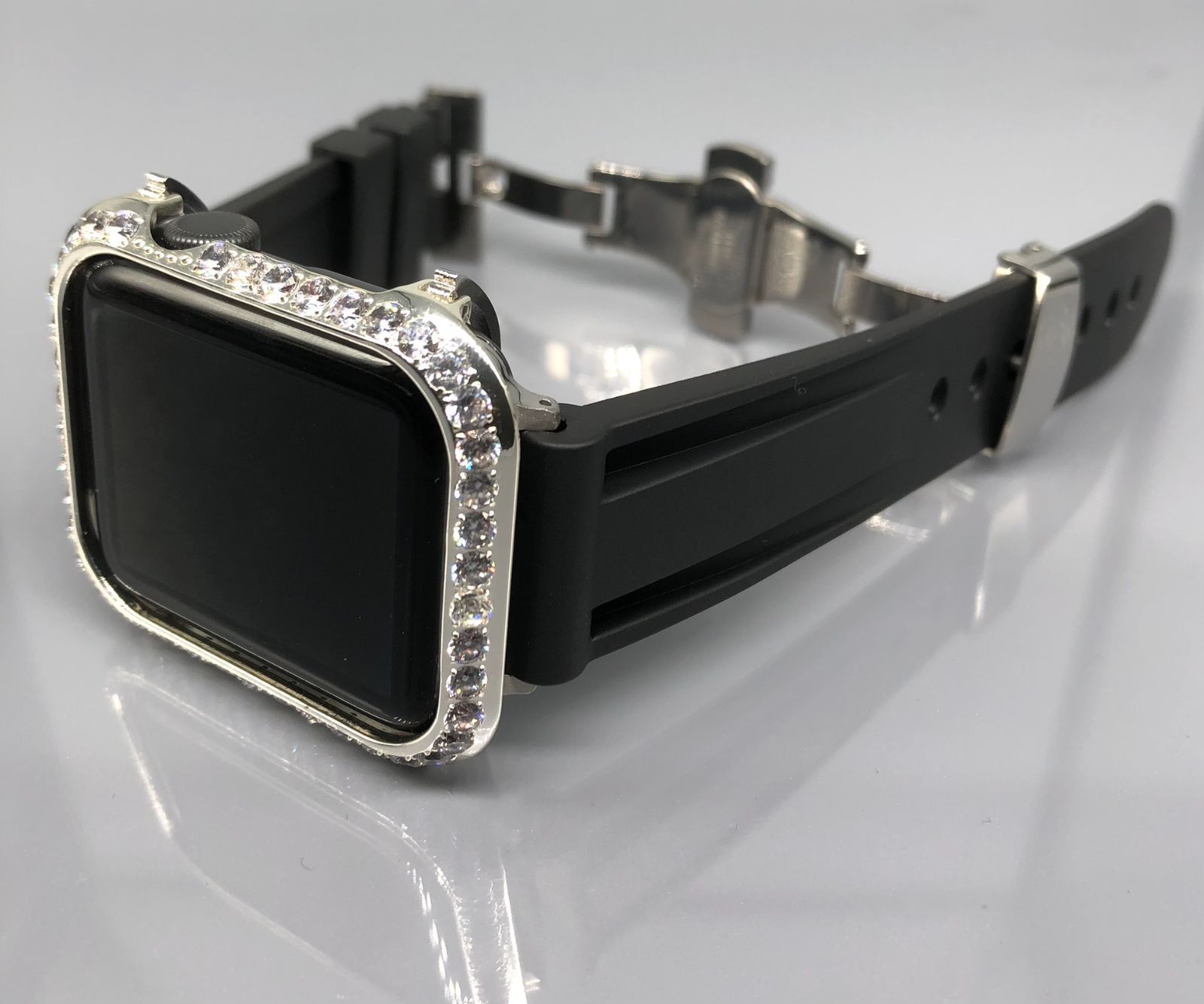 売実績 GimelZayinセット zc ブラック シルバー アップルウォッチバンド ラバーベルト Apple Watch キラキラ カバー ケース  se メンズ レディース 38mm 40mm 41mm 42mm 44mm 45mm 9520円 時計