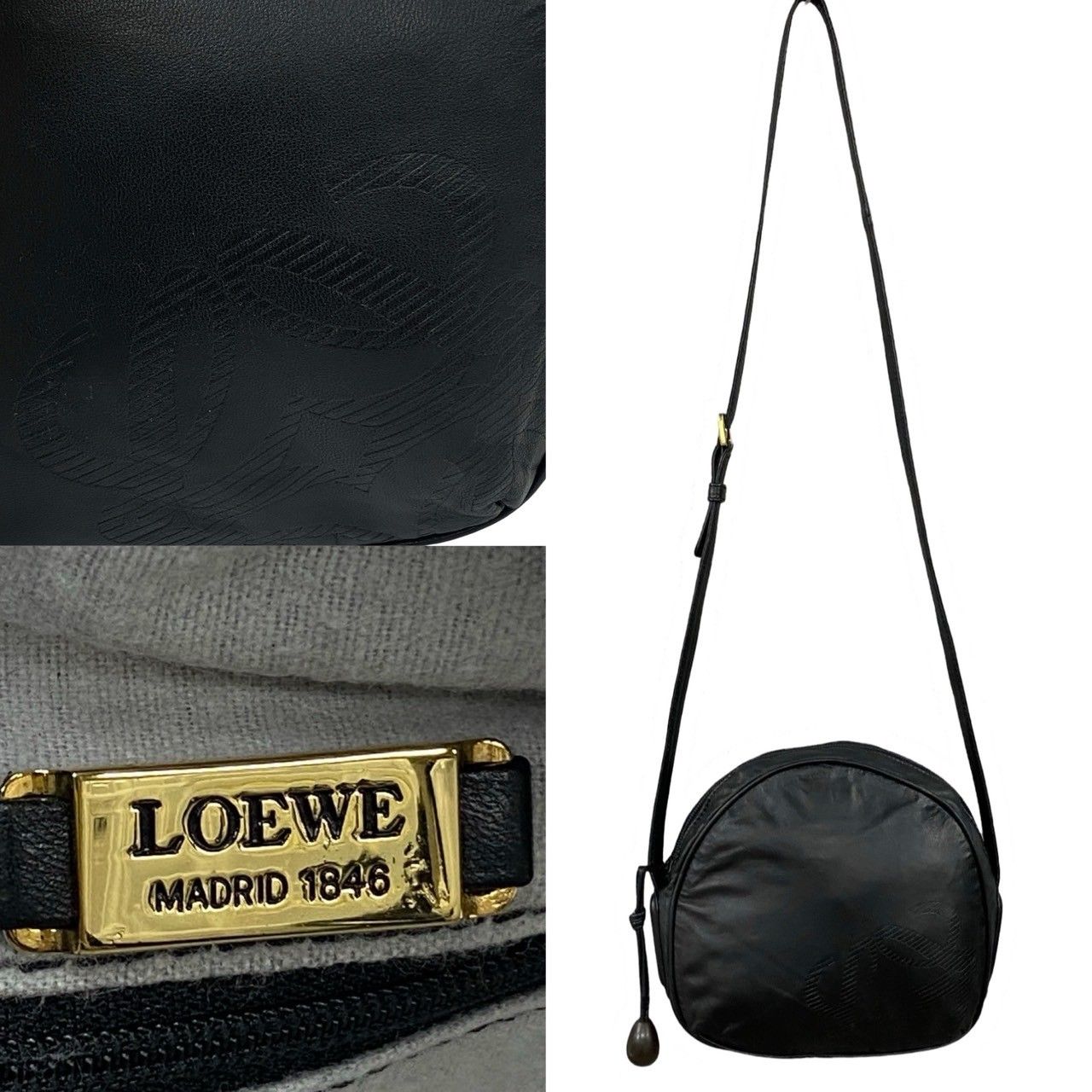 極 美品 希少品 LOEWE ロエベ ヴィンテージ アナグラム ロゴ ナッパレザー 本革 ショルダーバッグ ポシェット ブラック 黒 50950 -  メルカリ