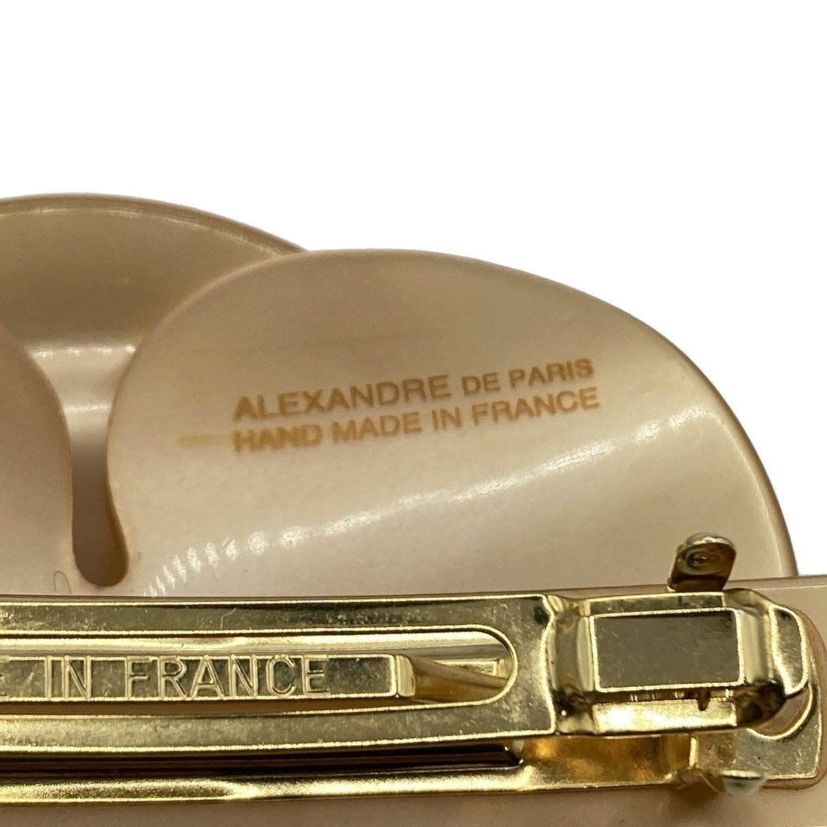 ALEXANDRE de PARIS アレクサンドル ドゥ パリ バレッタ - ベージュ×クリア ラインストーン フラワー 花 DECORATOM_COM_BR