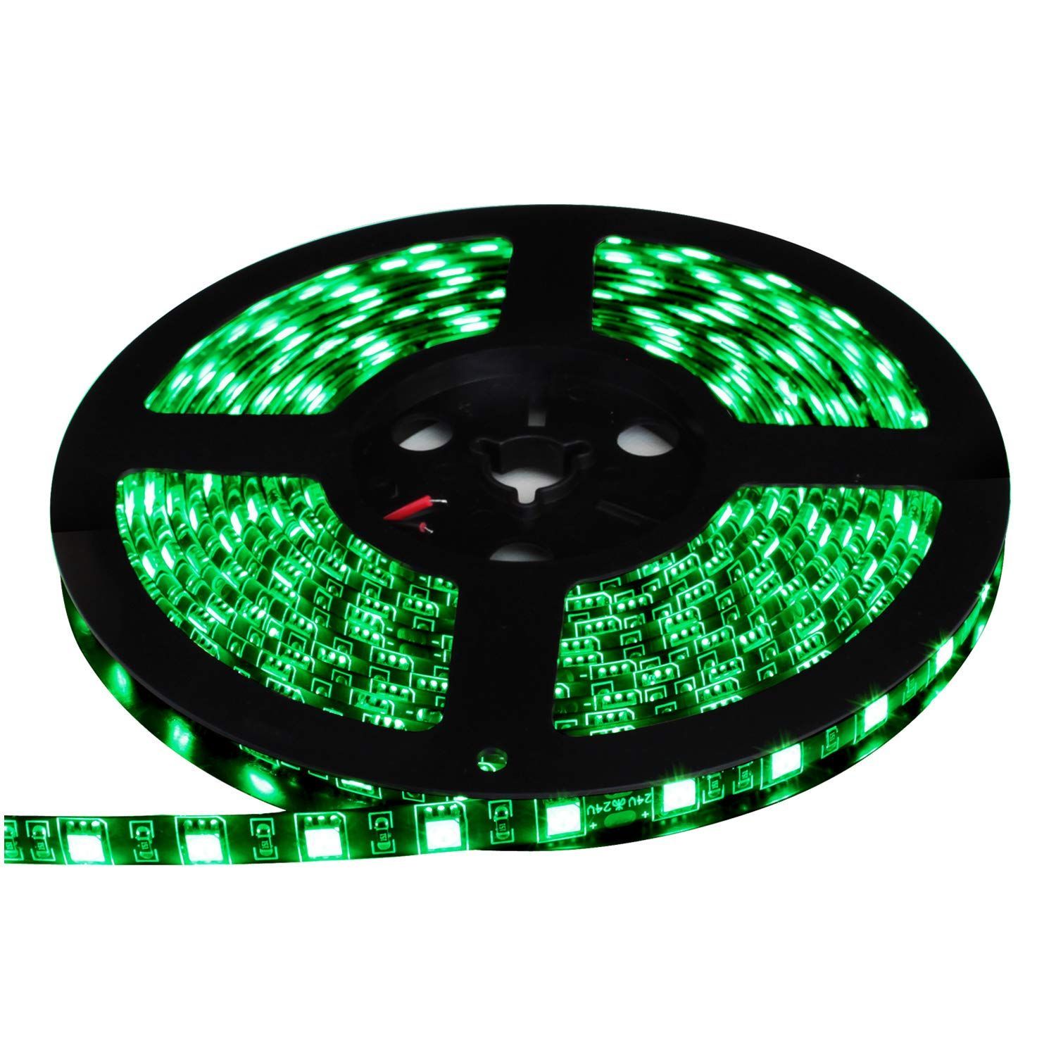 【新着商品】LEDテープライト 24V 防水 両端子 5メートル 3チップ (緑色/黒ベース)