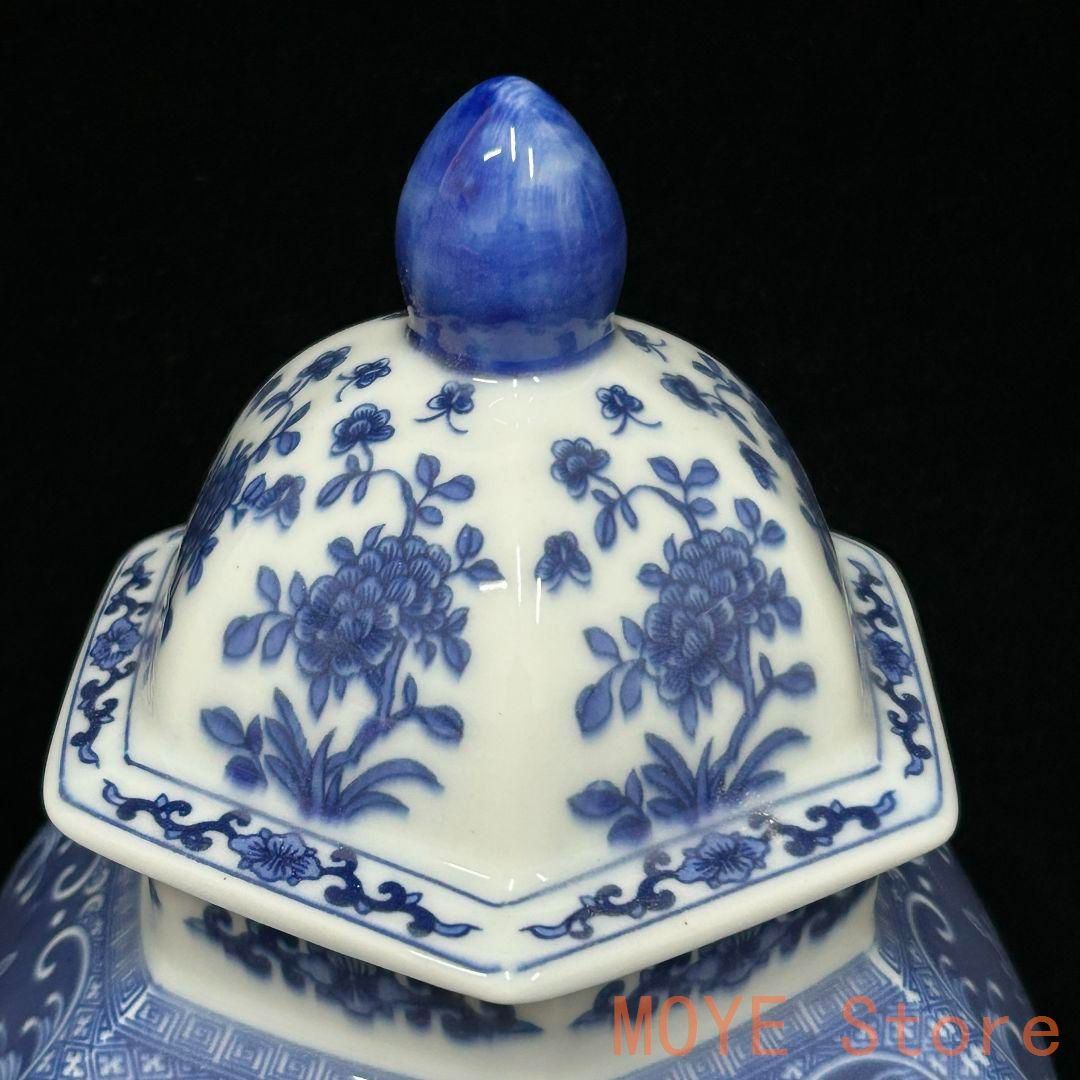 清乾隆青花花?六方将?罐 景徳鎮 陶磁器 装飾品 現代工芸品 美術品 置物