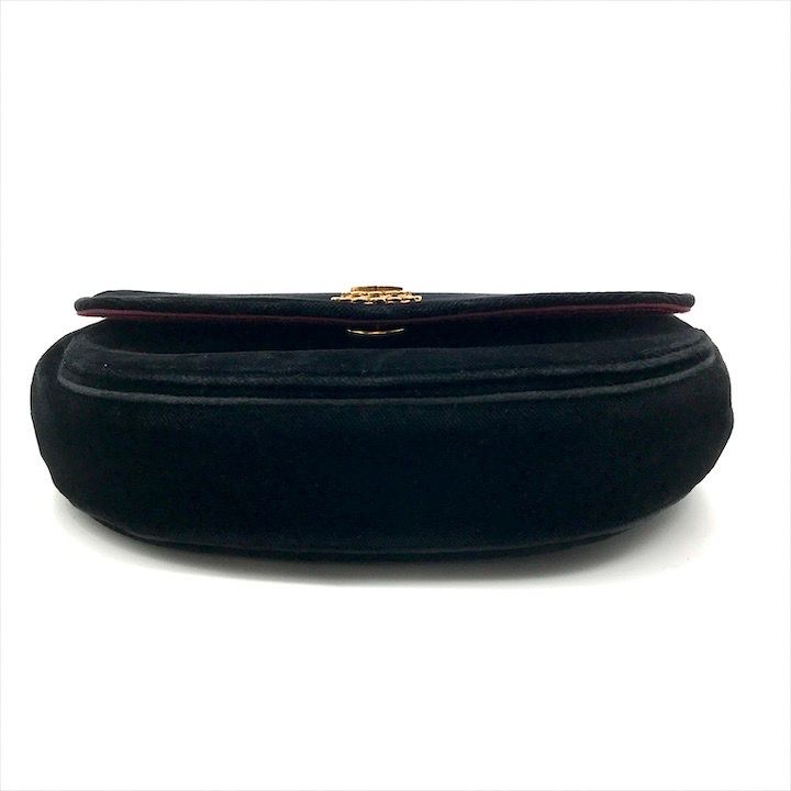 良品 CHANEL シャネル ココマーク ハーフムーン ベロア ヴィンテージ