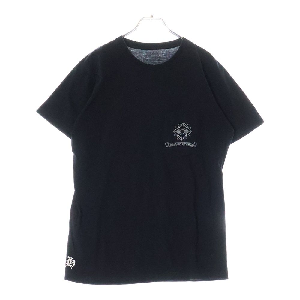 クロムハーツ スクロール ラベル ヴァーティカル ロゴ 半袖 Tシャツ ブラック クロムハーツ スクロール ラベル ヴァーティカル ロゴ 半袖 T