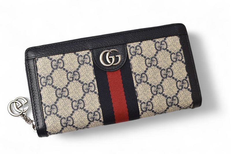 グッチ 財布 GUCCI 長財布/ラウンドファスナー式 オフィディア GGスプリームキャンバス GGネイビー/ベージュ 523154【中古】 GUCCI（グッチ） 中古 長財布ラウンドファスナー メンズ ブランド