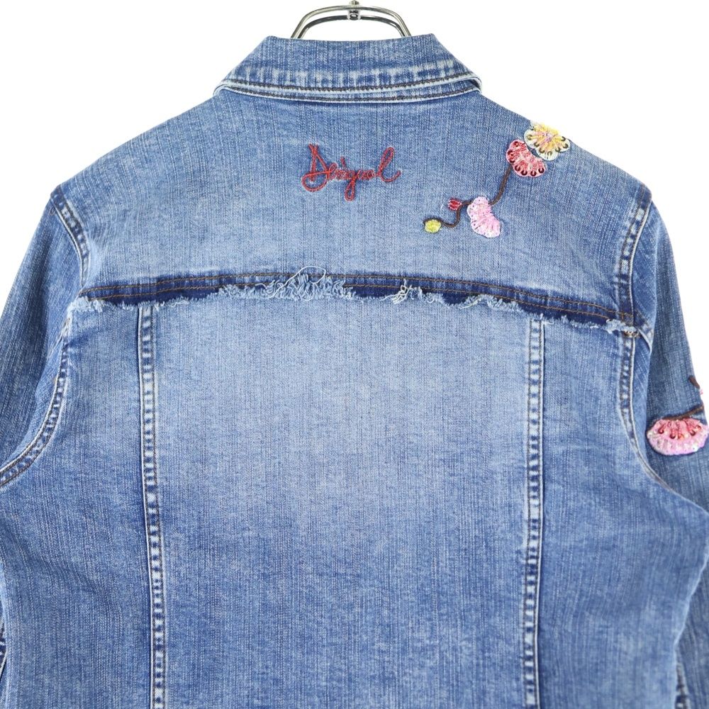 Desigual (デシグアル) 花刺繍 カットオフ加工 デニムジャケット G