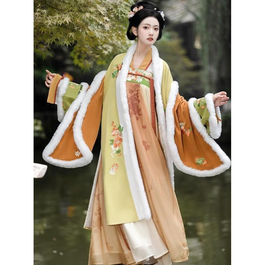 高品質 文化祭 唐朝漢服 レディースマント 唐装漢服ワンピース 秋冬 漢服ファー付きマント 花柄刺繍 ロング丈ケープ 優雅なチャイナ服 コスプレ衣装 BJ1003ML03 ハロウィン WWW_TRAVELLANDINDIA_COM