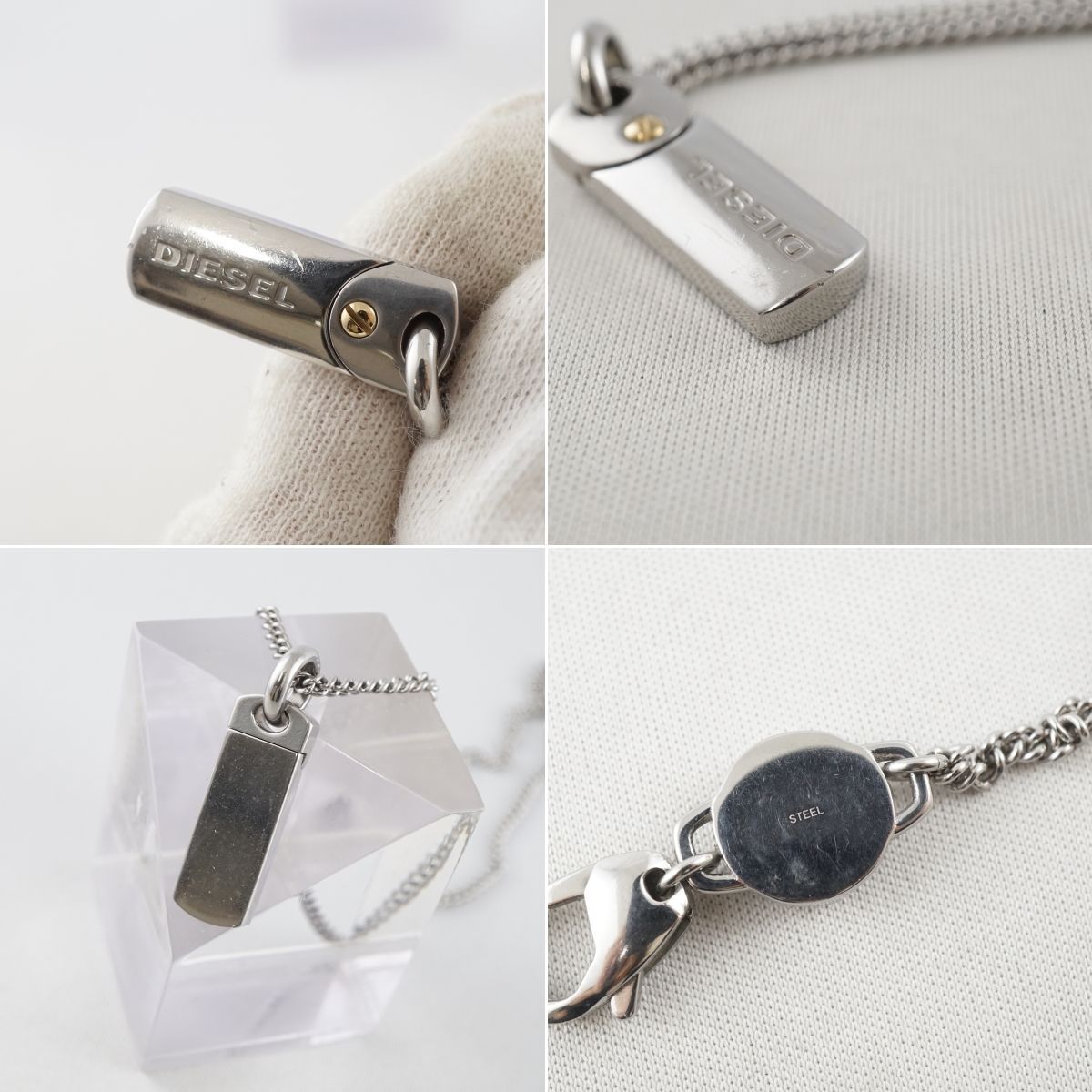 DIESEL ディーゼル ネックレス USED品 DX1116 ロゴプレート 