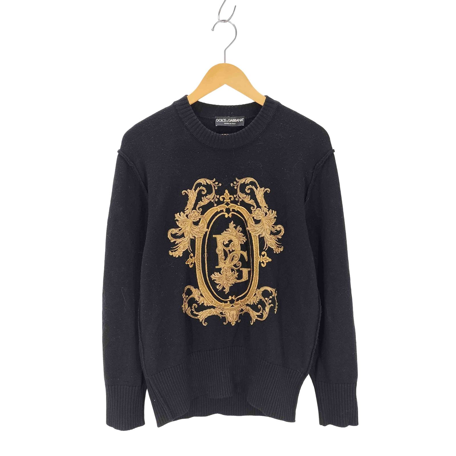 ドルチェアンドガッバーナ DOLCE-GABBANA ゴールド刺繍 クルーネックニット メンズ EUR 48