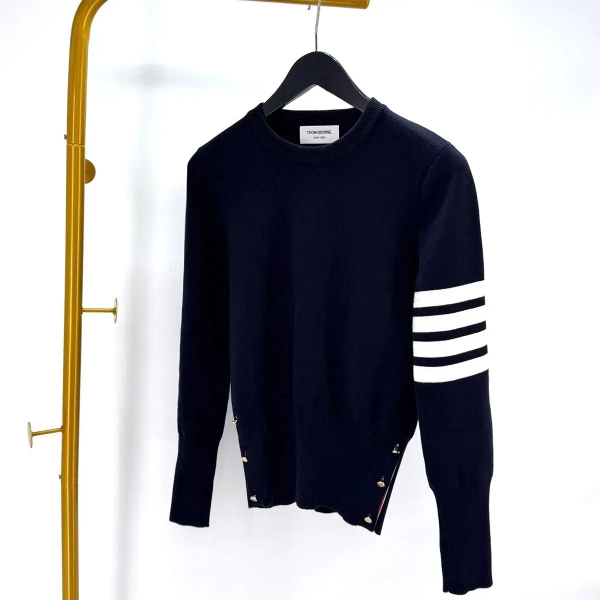 40 サイズ Thom Browne トム ブラウン ミラネーゼステッチ 斜めボーダー ニット ネイビー FKA239A