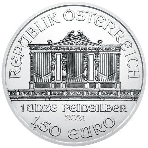 2021年 オーストリア ウィーンフィル銀貨 1オンス BU コインカプセル付 