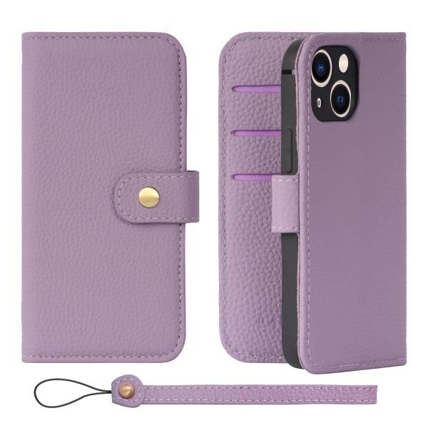 【色:パープル_サイズ:iPhone13mini】HANATORA iPhone HANATORA] iPhone13mini ケース 手帳型 本革 シュリンクカーフ