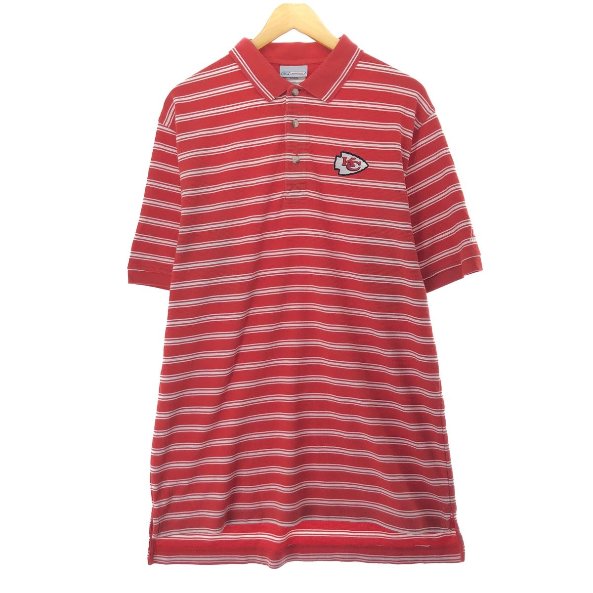 古着 リーボック Reebok NFL KANSAS CITY CHIEFS カンザスシティチーフス 半袖 ボーダー ポロシャツ メンズL/eaa430401